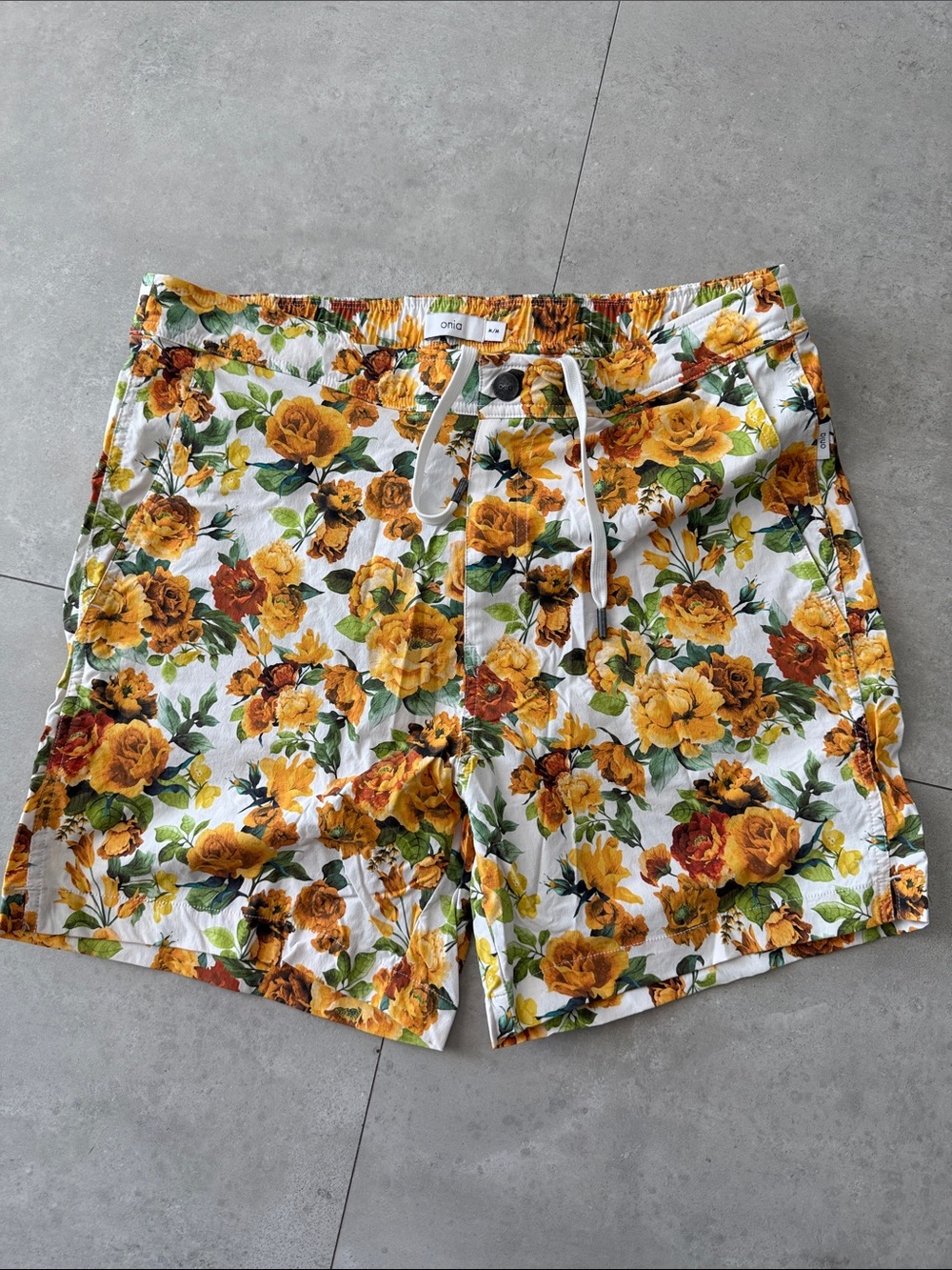 Onia Men’s Floral Swim Trunks - Yellow & Green